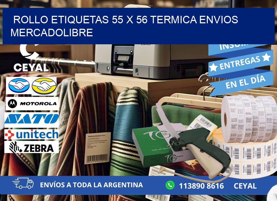 Rollo etiquetas 55 x 56 termica ENVIOS MERCADOLIBRE