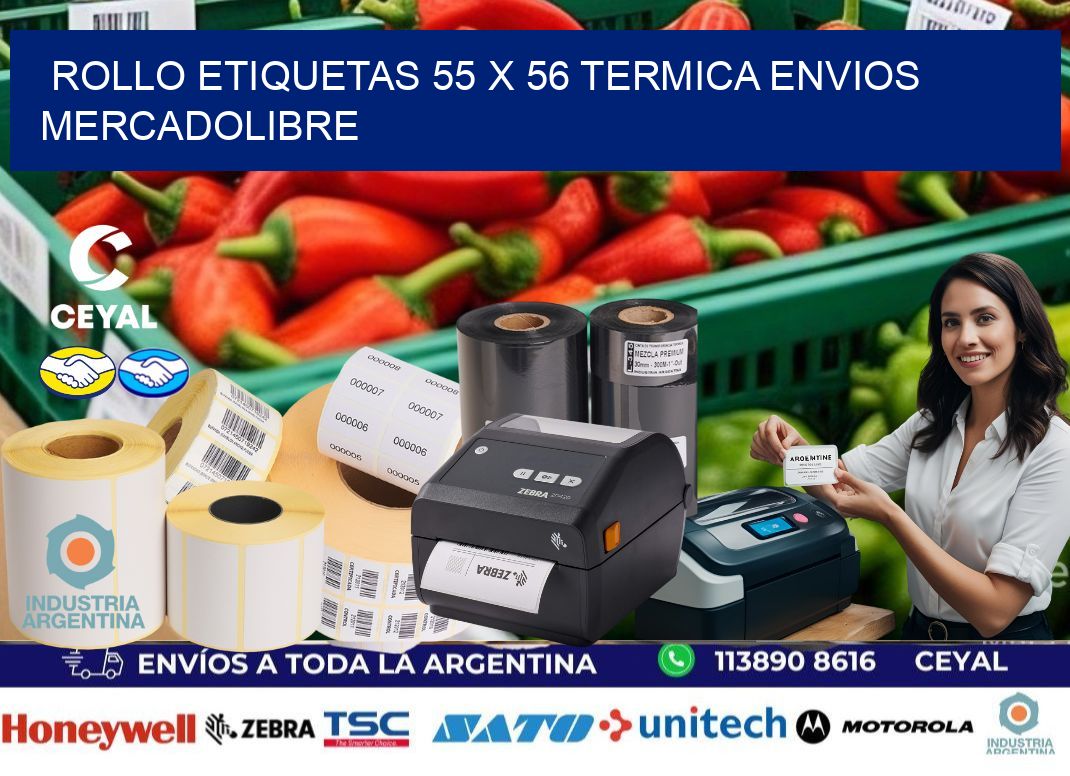 Rollo etiquetas 55 x 56 termica ENVIOS MERCADOLIBRE