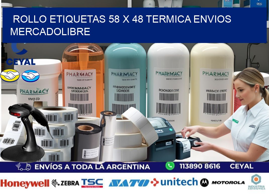 Rollo etiquetas 58 x 48 termica ENVIOS MERCADOLIBRE
