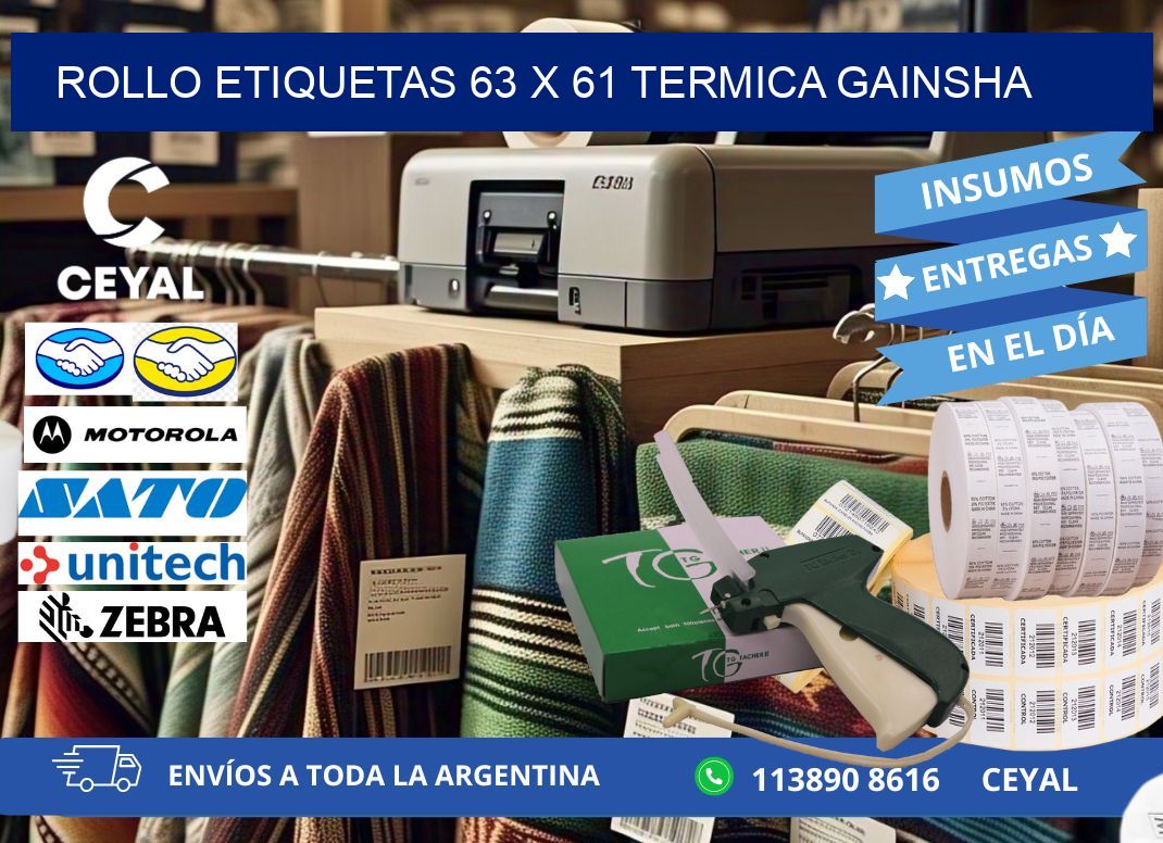 Rollo etiquetas 63 x 61 termica gainsha
