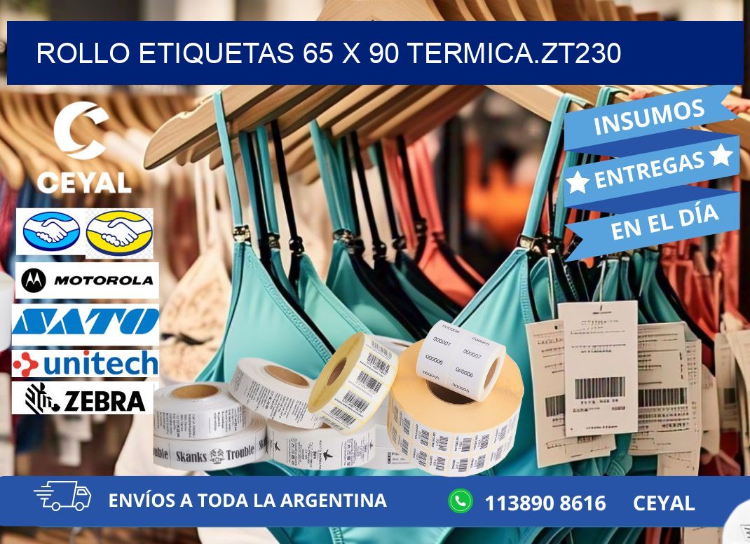 Rollo etiquetas 65 x 90 termica.zt230