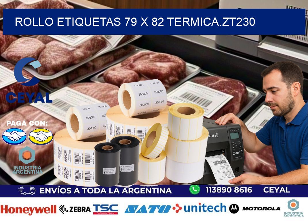 Rollo etiquetas 79 x 82 termica.zt230