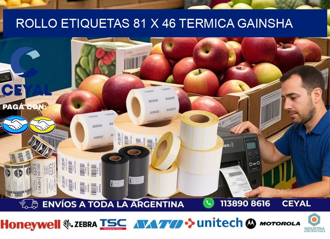 Rollo etiquetas 81 x 46 termica gainsha