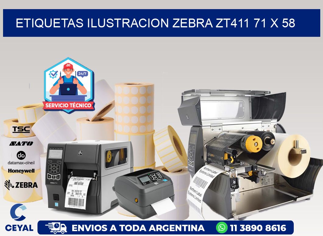 ETIQUETAS ILUSTRACION ZEBRA ZT411 71 x 58
