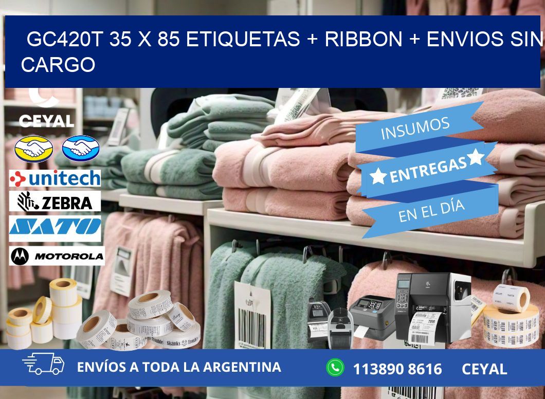 GC420T 35 x 85 etiquetas + ribbon + envios sin cargo