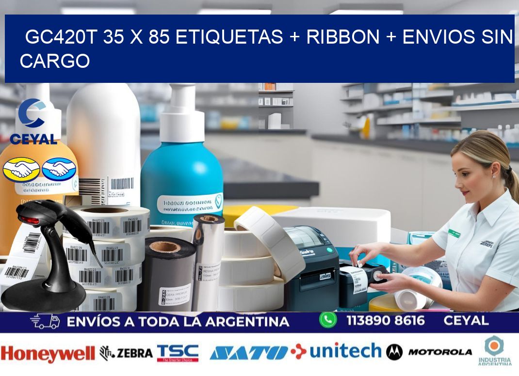 GC420T 35 x 85 etiquetas + ribbon + envios sin cargo