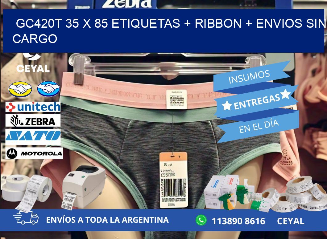 GC420T 35 x 85 etiquetas + ribbon + envios sin cargo