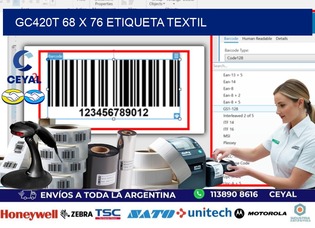 GC420T 68 x 76 ETIQUETA TEXTIL