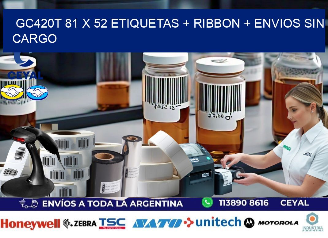 GC420T 81 x 52 etiquetas + ribbon + envios sin cargo