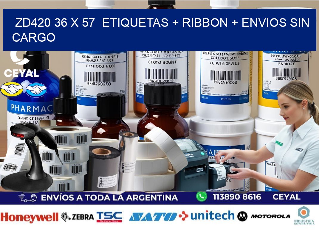 ZD420 36 x 57  etiquetas + ribbon + envios sin cargo