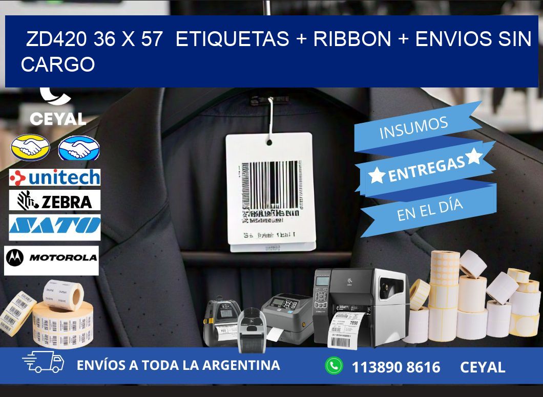 ZD420 36 x 57  etiquetas + ribbon + envios sin cargo