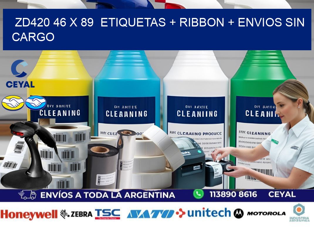 ZD420 46 x 89  etiquetas + ribbon + envios sin cargo