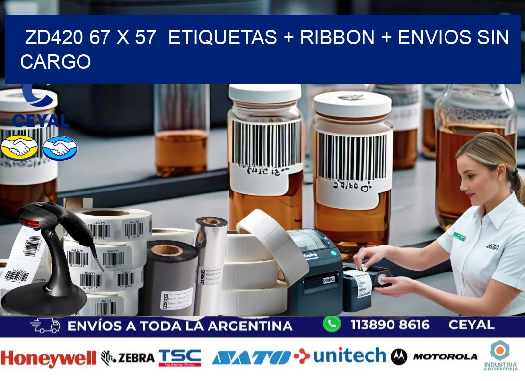 ZD420 67 x 57  etiquetas + ribbon + envios sin cargo