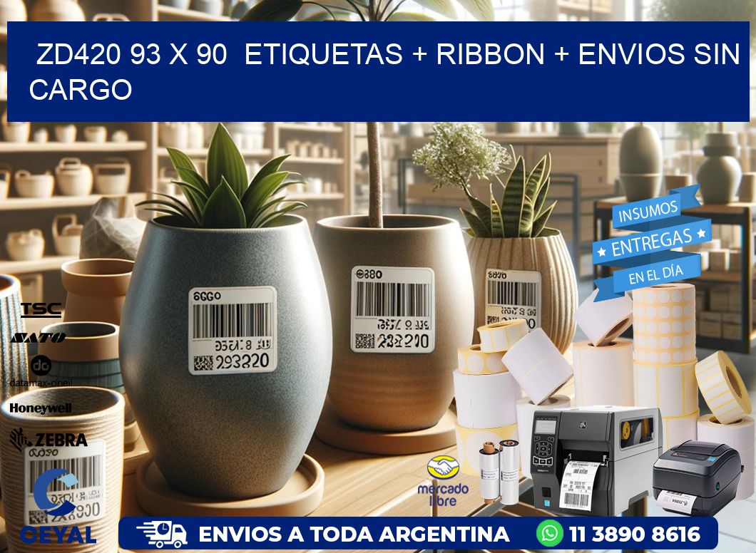 ZD420 93 x 90  etiquetas + ribbon + envios sin cargo