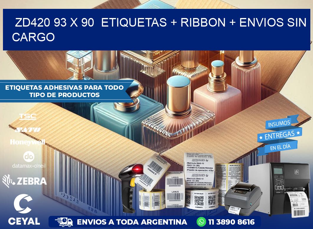 ZD420 93 x 90  etiquetas + ribbon + envios sin cargo