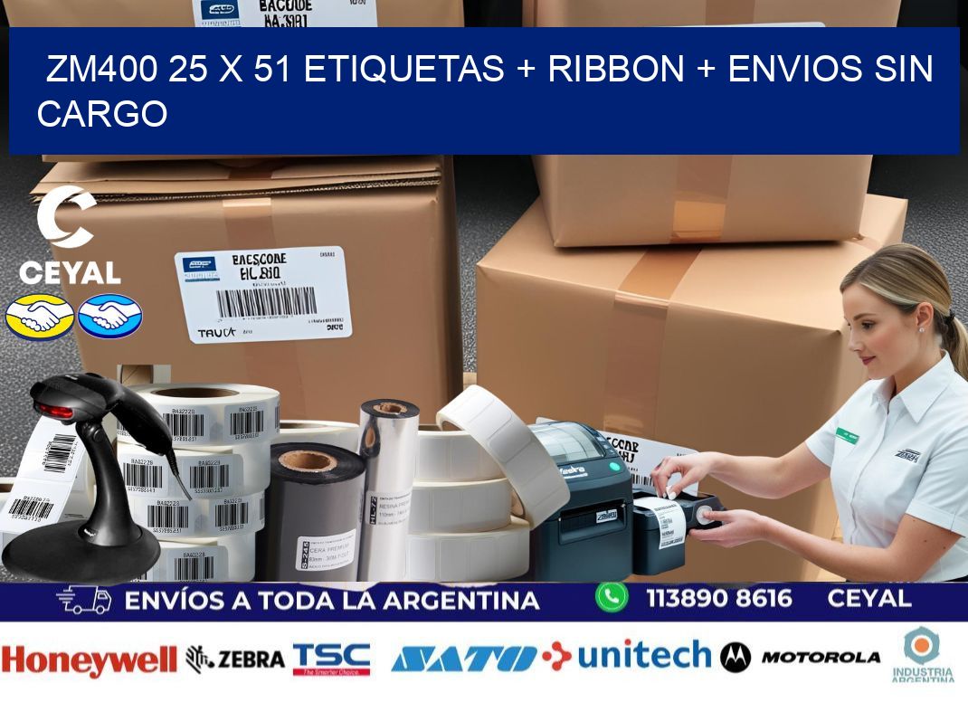 ZM400 25 x 51 etiquetas + ribbon + envios sin cargo