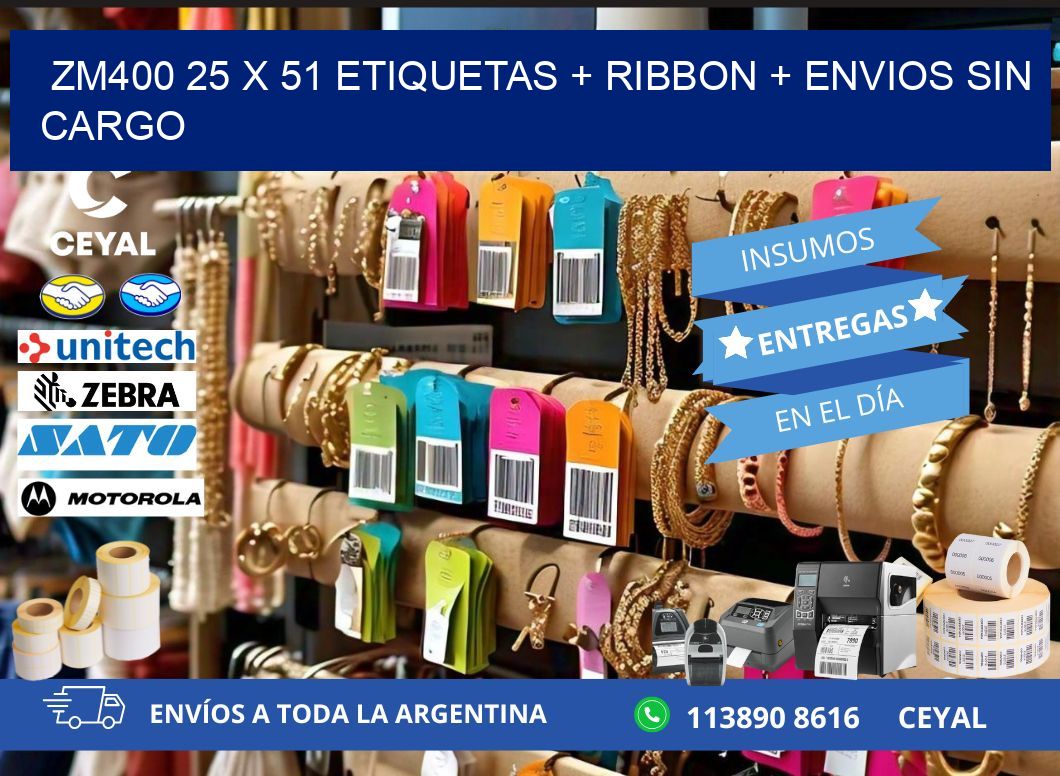 ZM400 25 x 51 etiquetas + ribbon + envios sin cargo