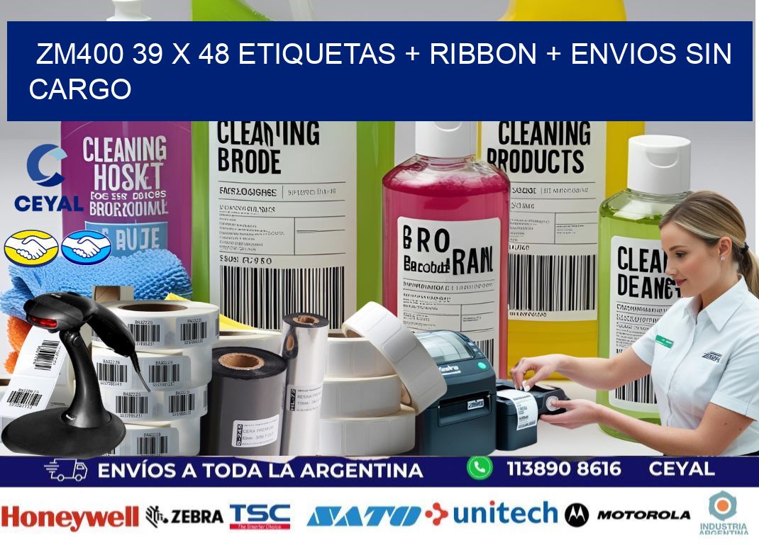 ZM400 39 x 48 etiquetas + ribbon + envios sin cargo