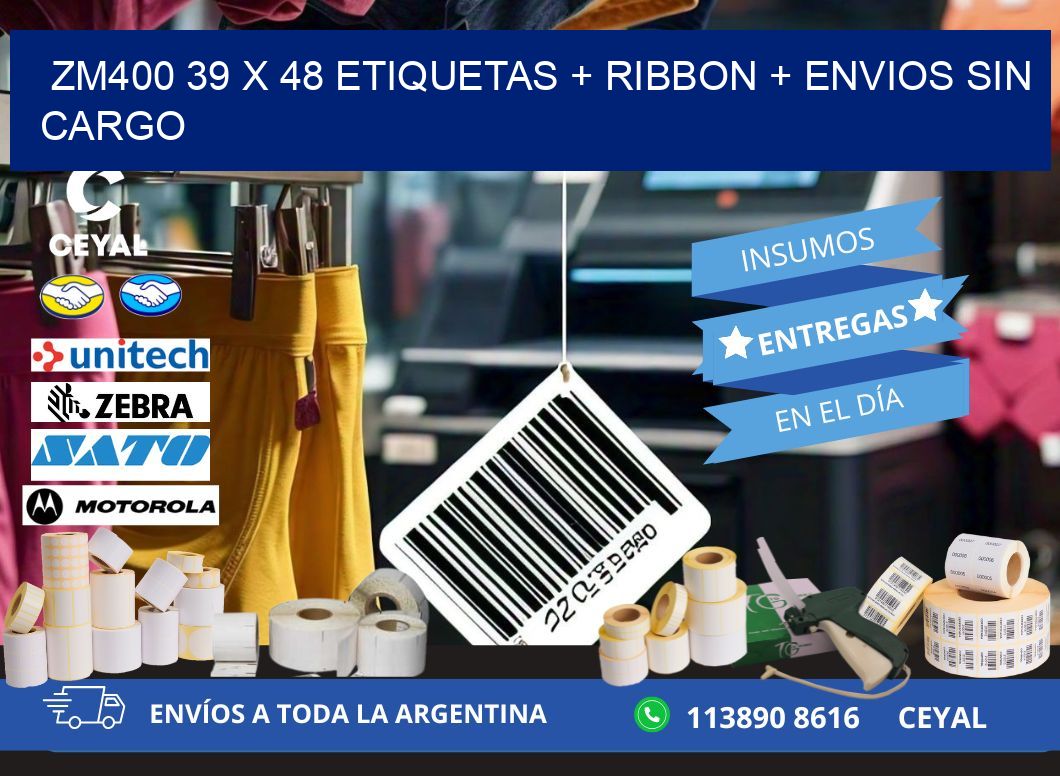 ZM400 39 x 48 etiquetas + ribbon + envios sin cargo