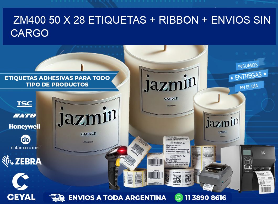 ZM400 50 x 28 etiquetas + ribbon + envios sin cargo