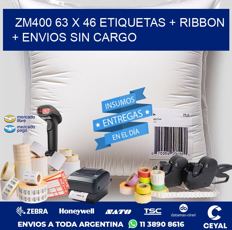 ZM400 63 x 46 etiquetas + ribbon + envios sin cargo