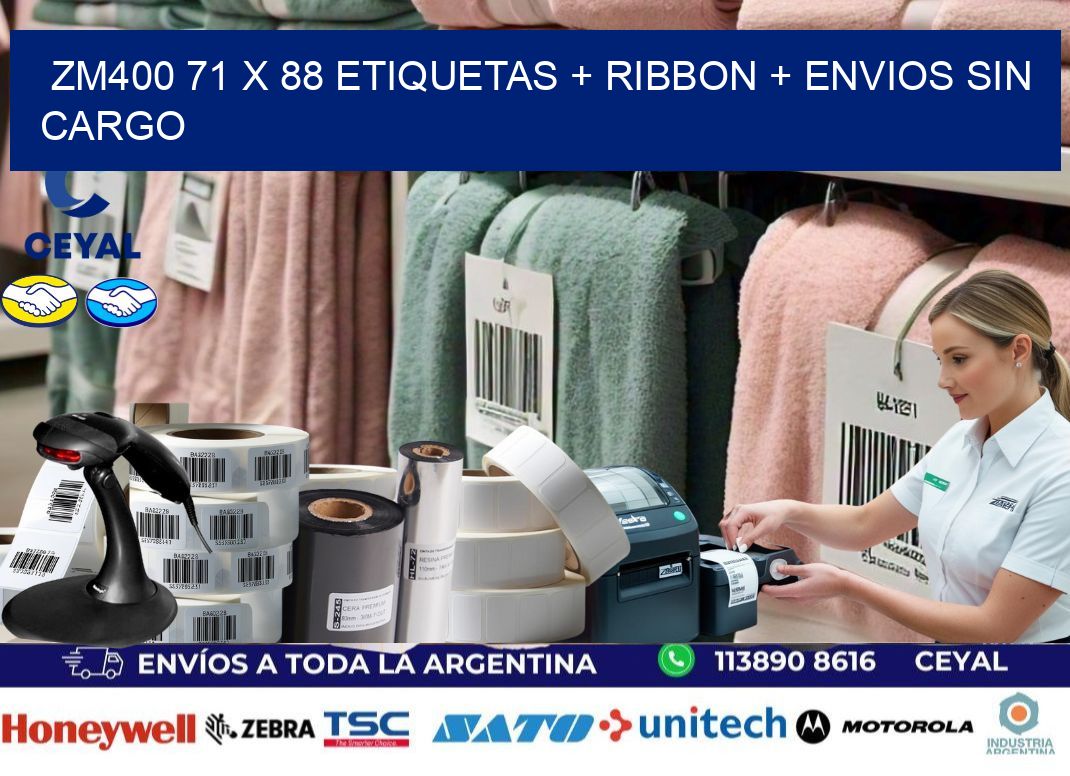 ZM400 71 x 88 etiquetas + ribbon + envios sin cargo