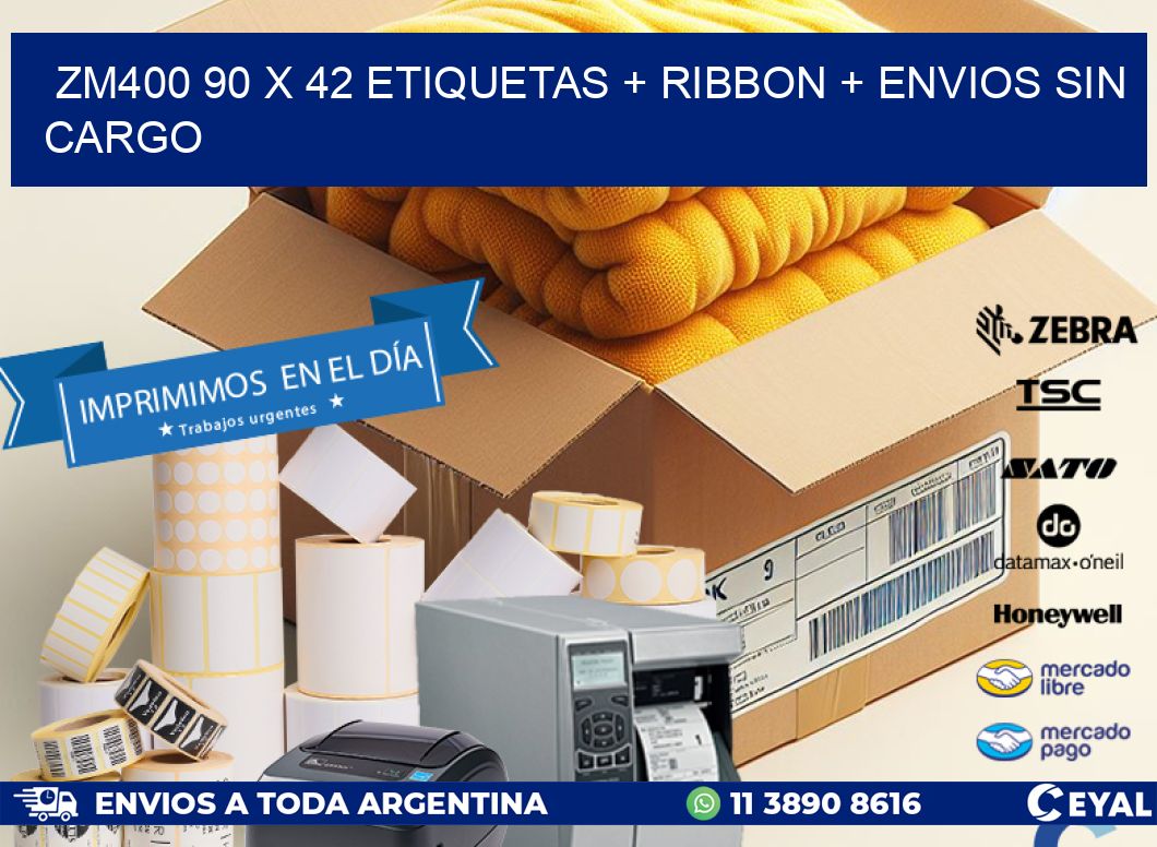 ZM400 90 x 42 etiquetas + ribbon + envios sin cargo