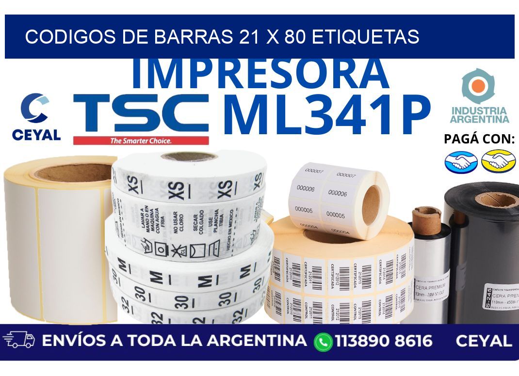 codigos de barras 21 x 80 etiquetas