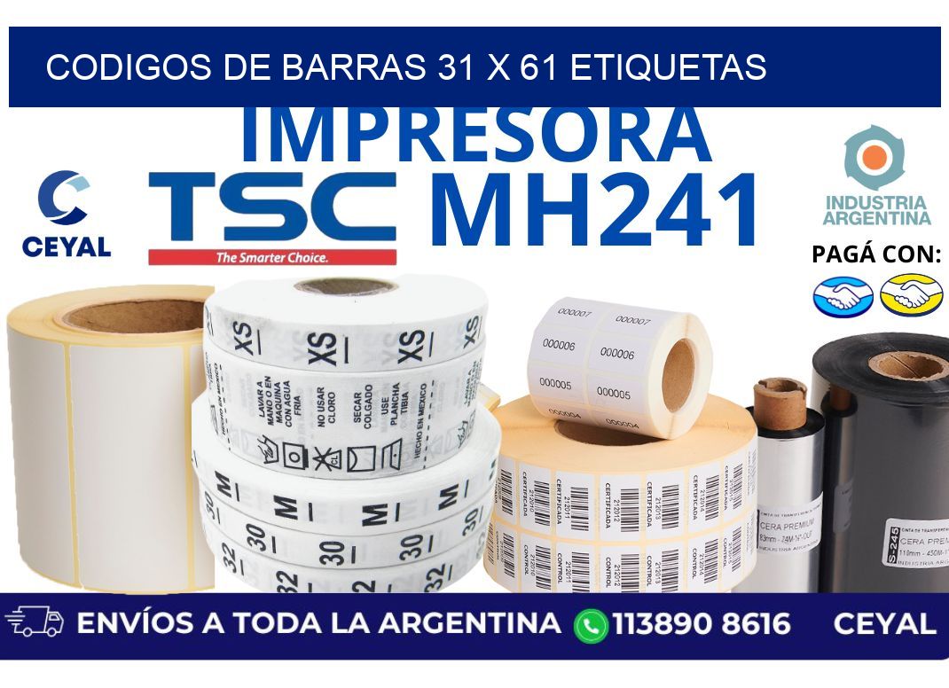 codigos de barras 31 x 61 etiquetas