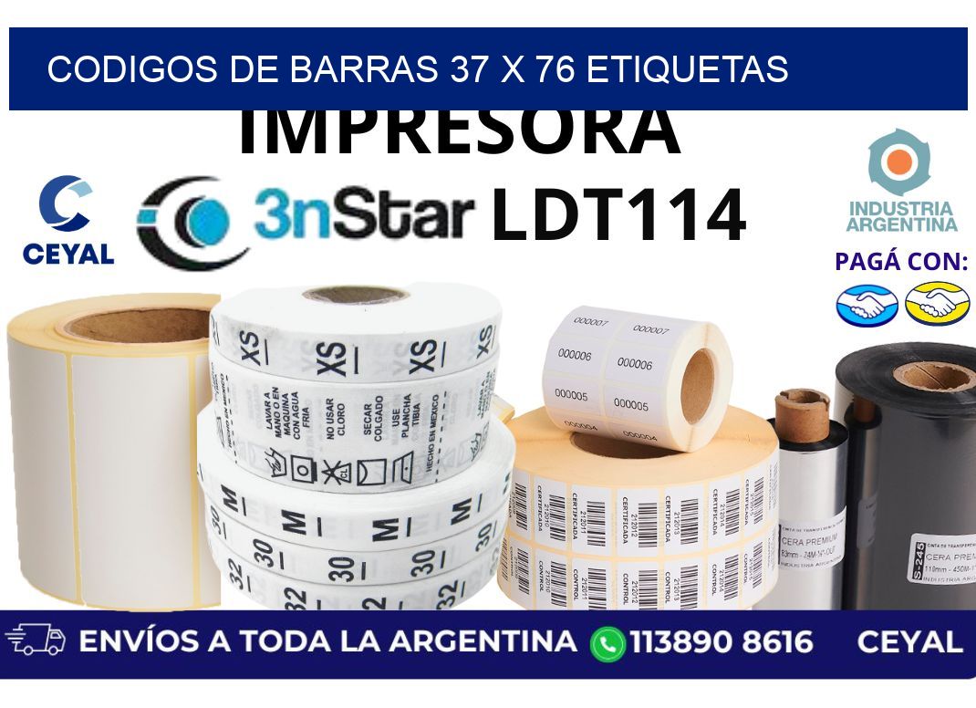 codigos de barras 37 x 76 etiquetas