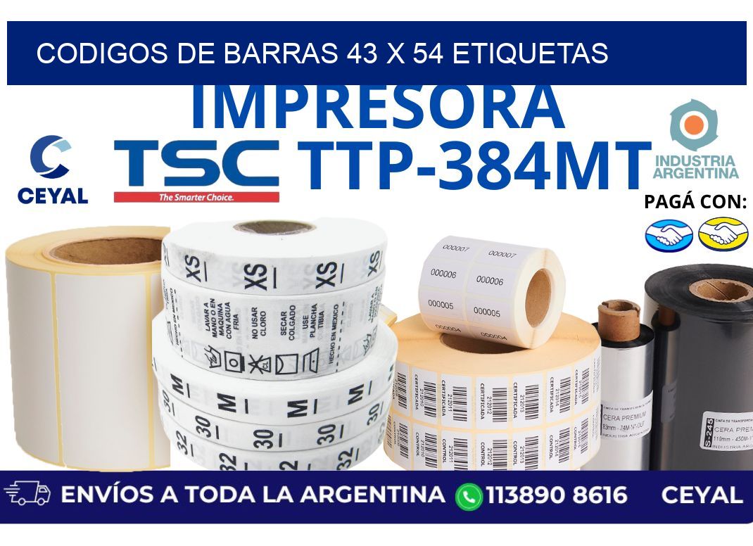 codigos de barras 43 x 54 etiquetas