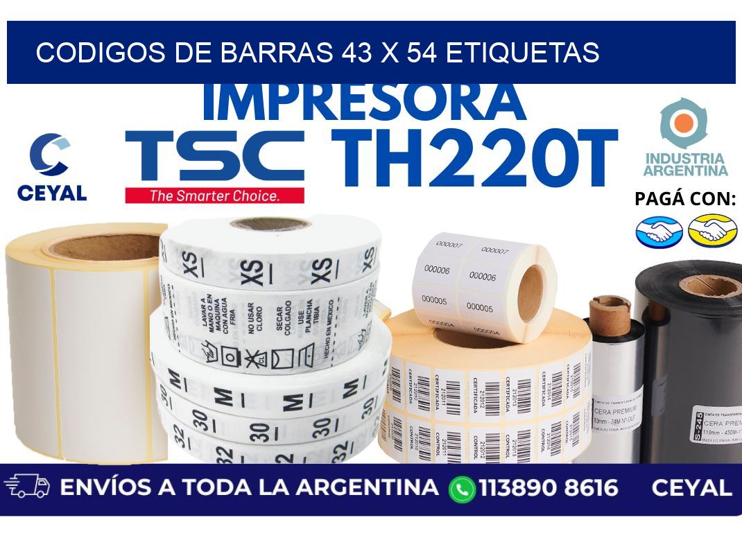codigos de barras 43 x 54 etiquetas