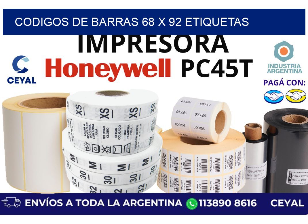codigos de barras 68 x 92 etiquetas