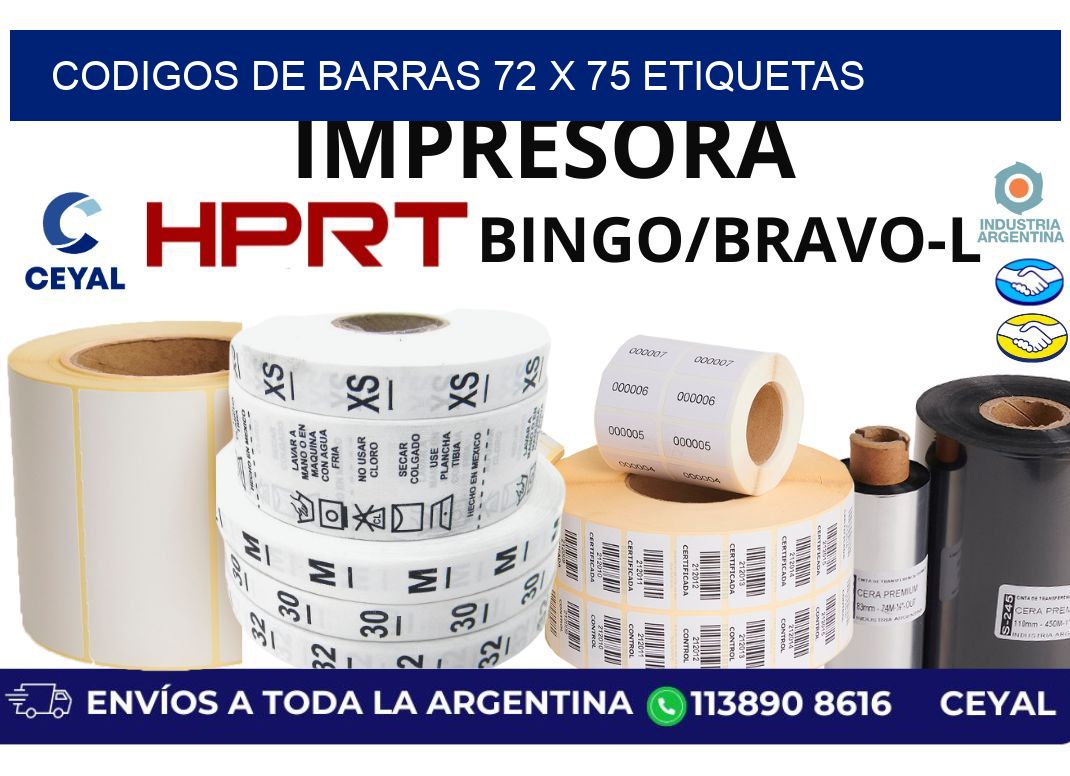 codigos de barras 72 x 75 etiquetas