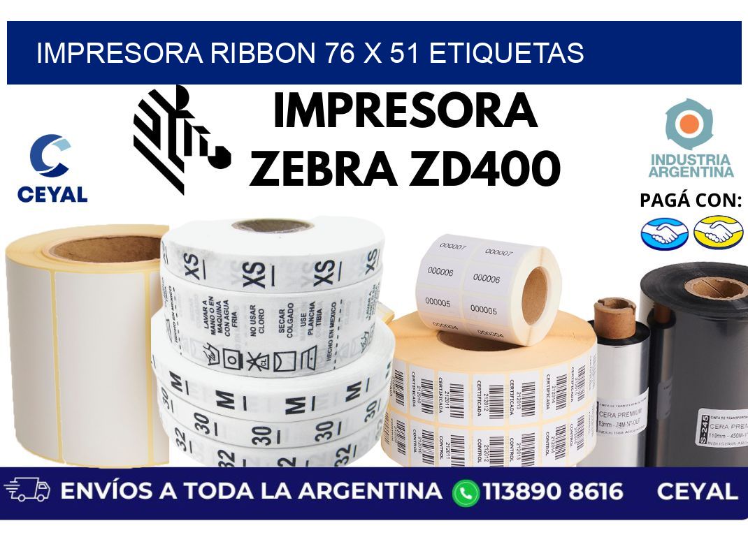 impresora ribbon 76 x 51 etiquetas