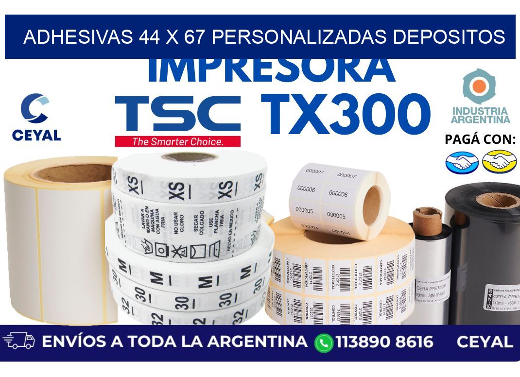 adhesivas 44 x 67 personalizadas depositos