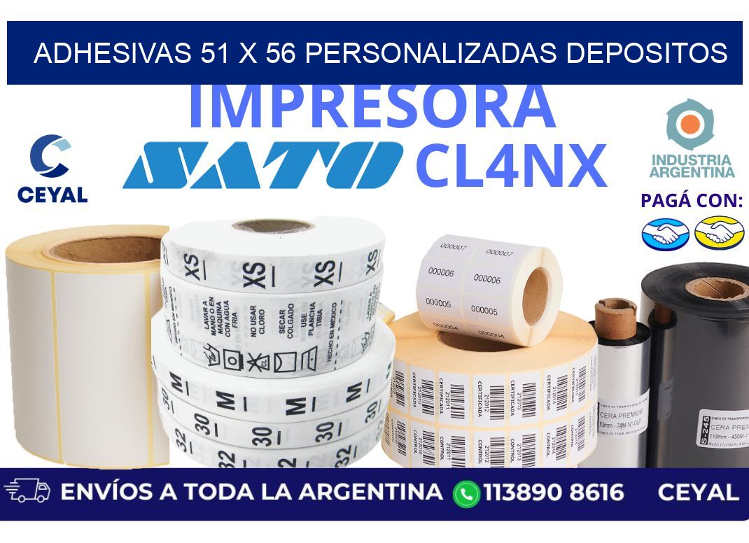 adhesivas 51 x 56 personalizadas depositos