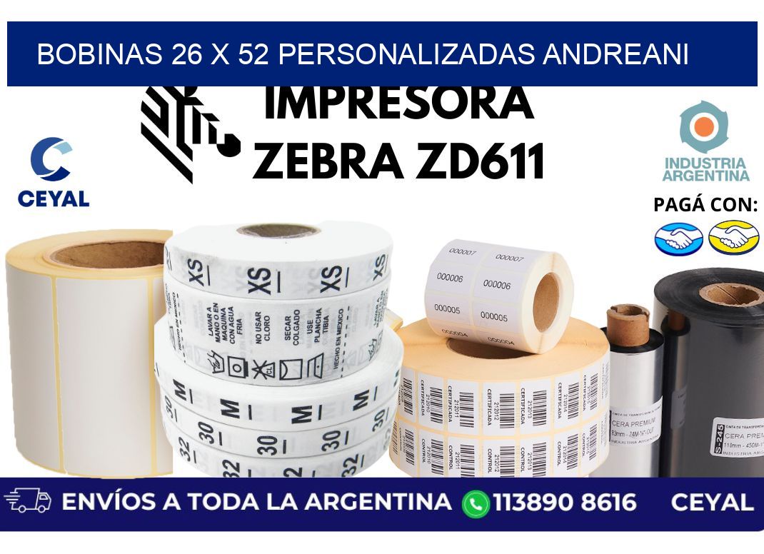 bobinas 26 x 52 personalizadas andreani