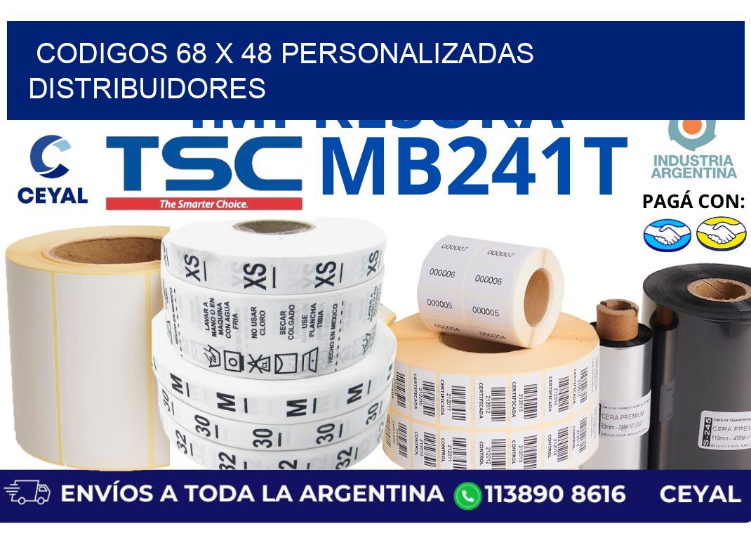 codigos 68 x 48 personalizadas distribuidores