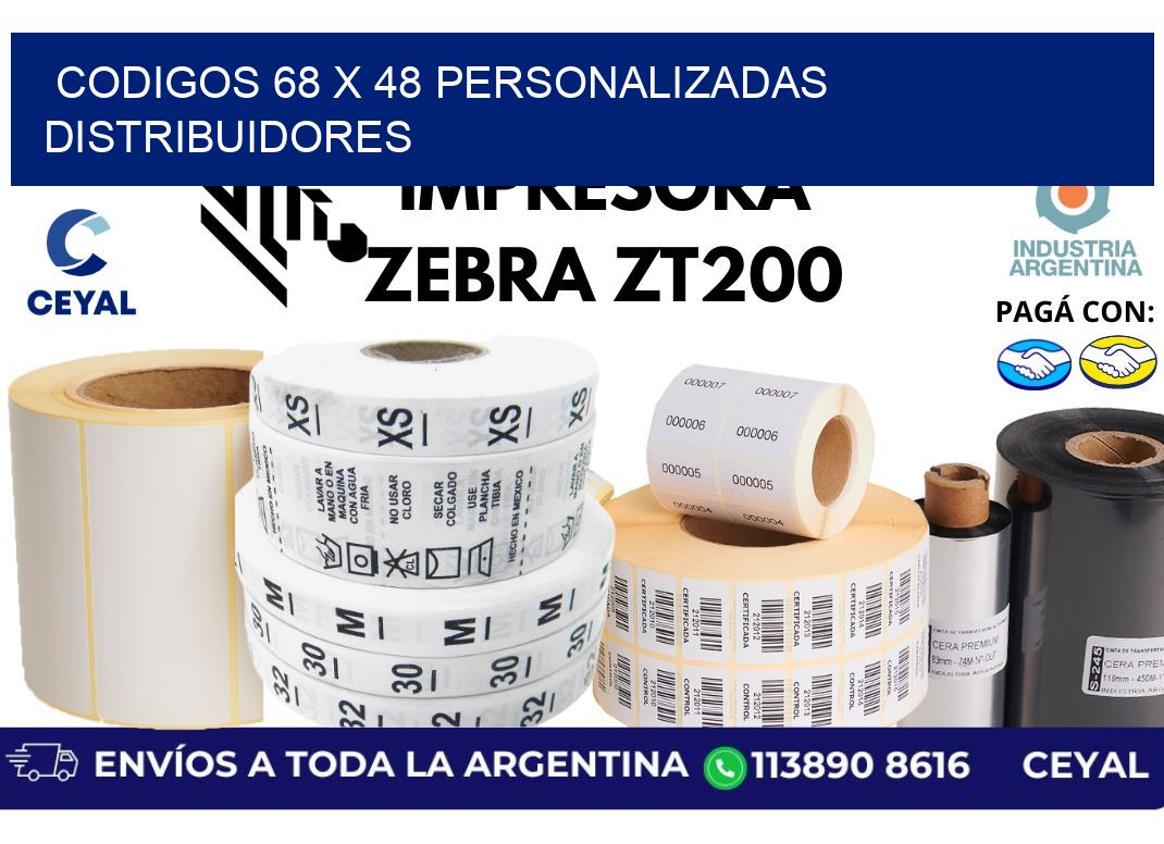 codigos 68 x 48 personalizadas distribuidores