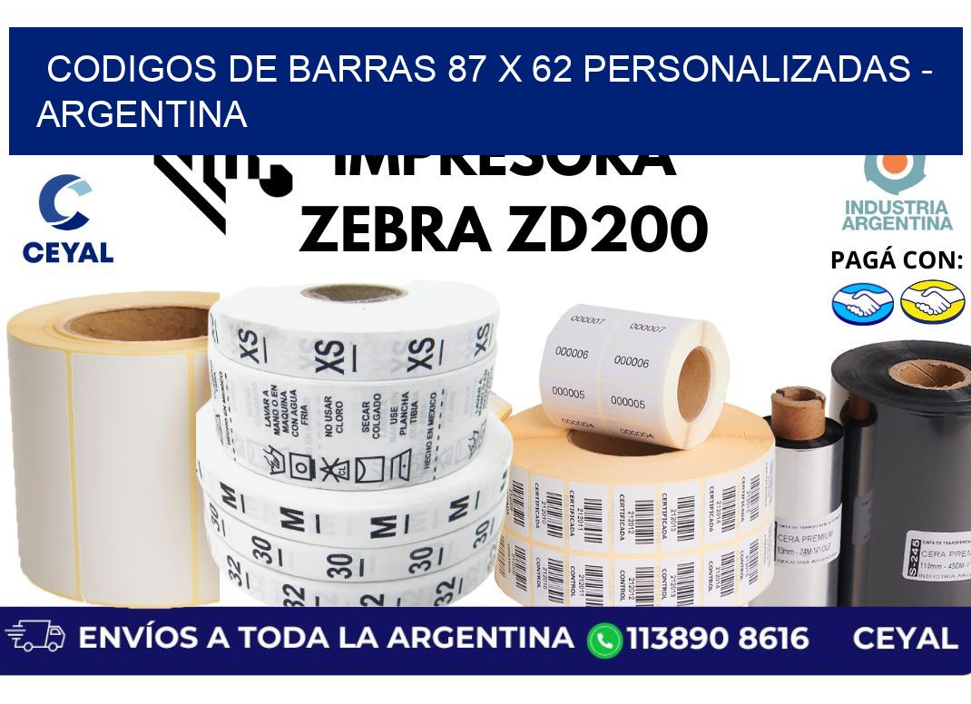 codigos de barras 87 x 62 personalizadas - Argentina