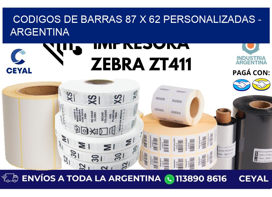 codigos de barras 87 x 62 personalizadas – Argentina