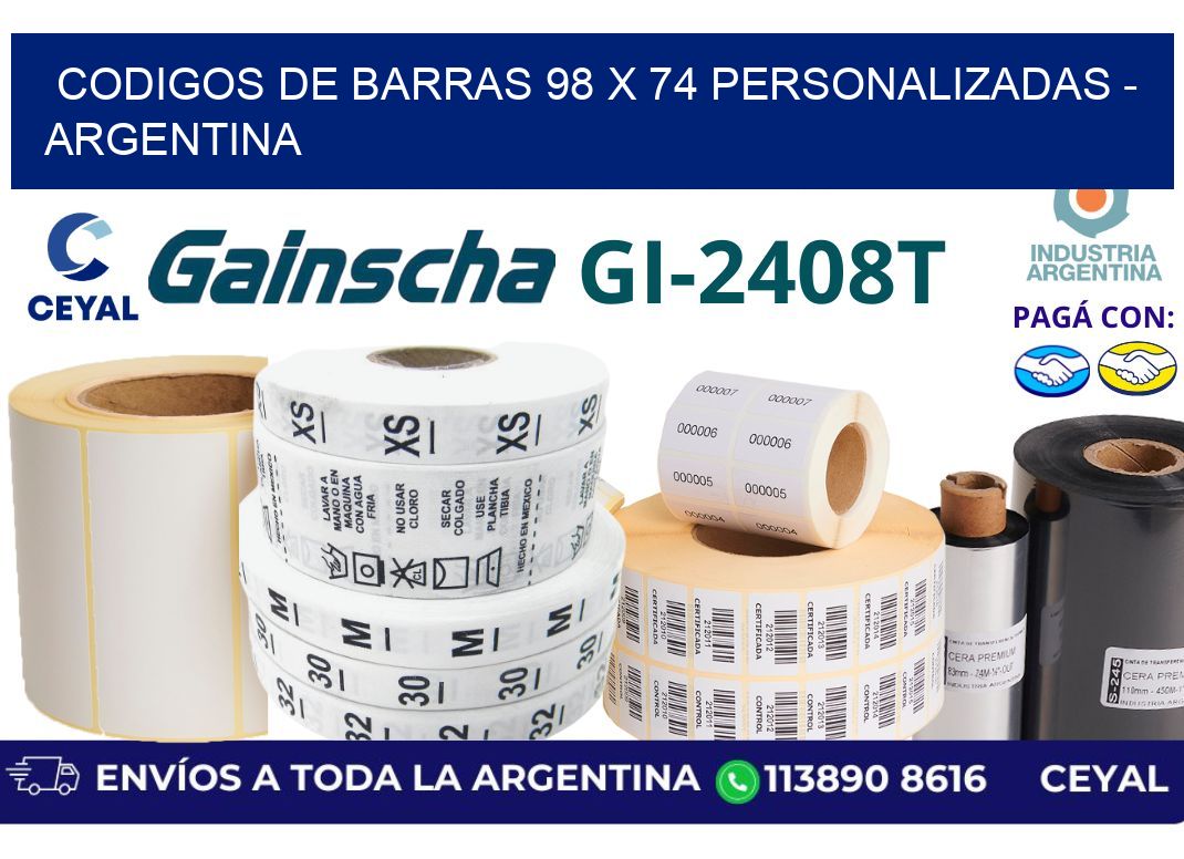codigos de barras 98 x 74 personalizadas - Argentina