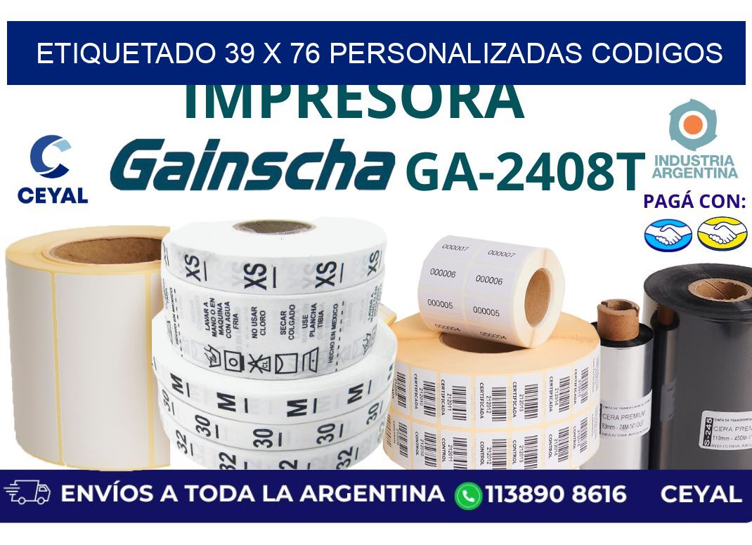 etiquetado 39 x 76 personalizadas codigos