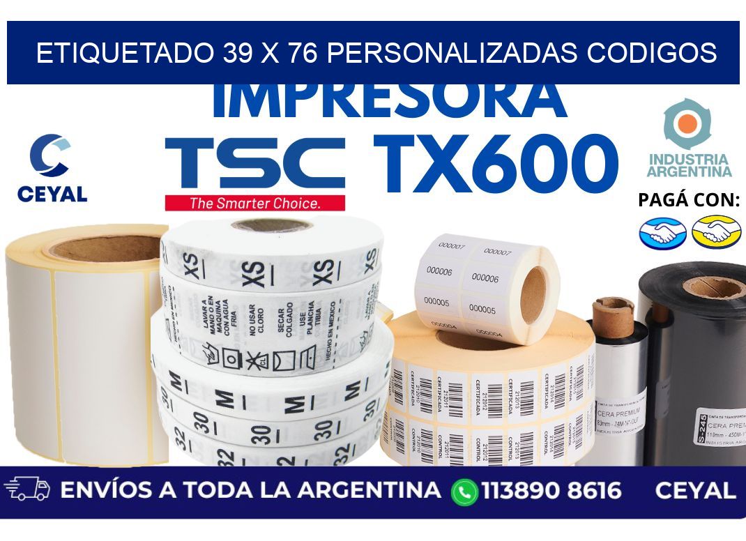 etiquetado 39 x 76 personalizadas codigos