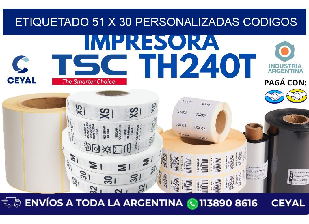 etiquetado 51 x 30 personalizadas codigos