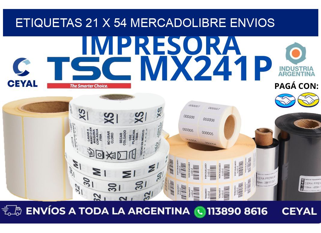 etiquetas 21 x 54 mercadolibre envios