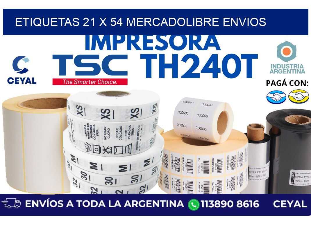 etiquetas 21 x 54 mercadolibre envios