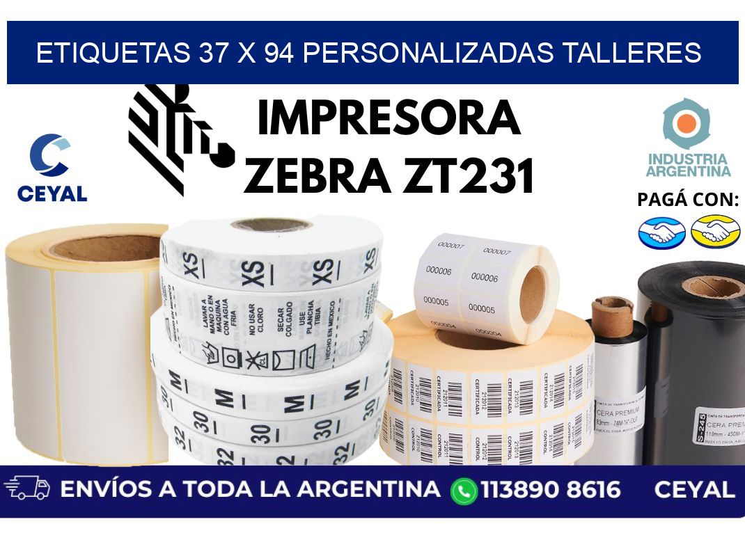 etiquetas 37 x 94 personalizadas talleres