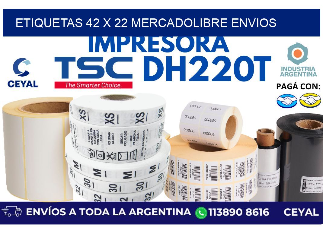 etiquetas 42 x 22 mercadolibre envios